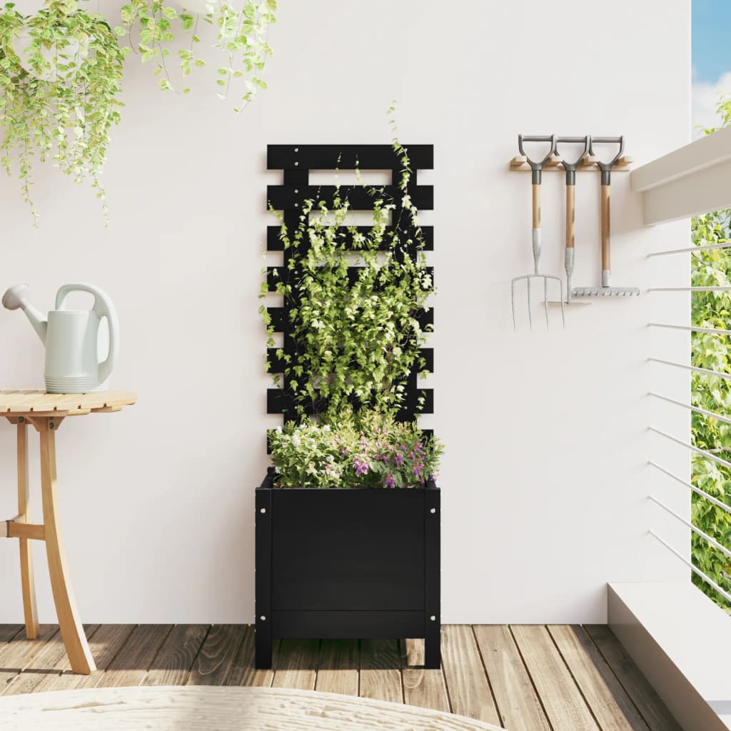 Jardinera Con Estantería Madera Maciza Douglas 79X39,5X114 Cm