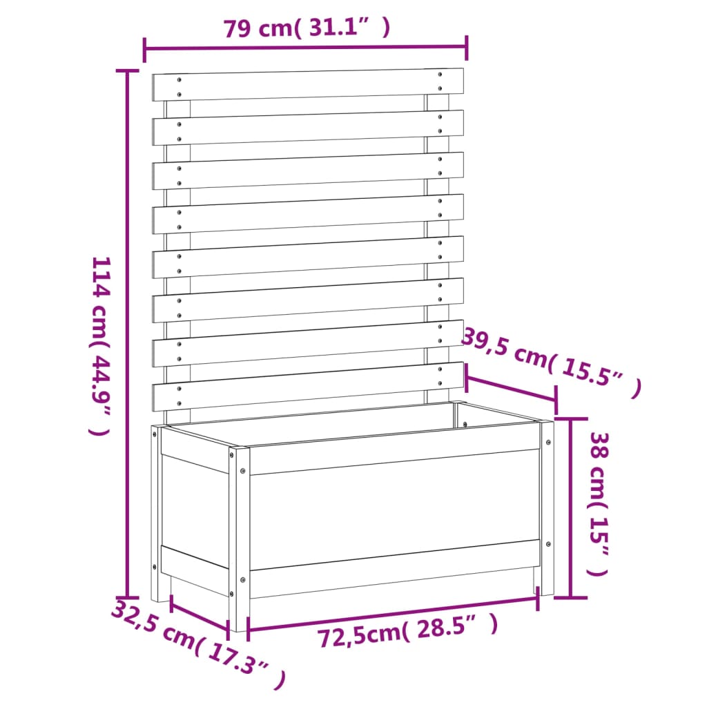 Jardinera Con Estantería Madera Maciza Douglas 79X39,5X114 Cm