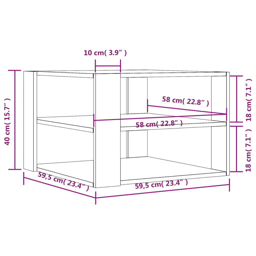 Mesa De Centro Madera Ingeniería Roble Marrón 58X58X40 Cm