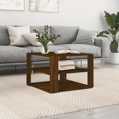 Mesa De Centro Madera Ingeniería Roble Marrón 58X58X40 Cm