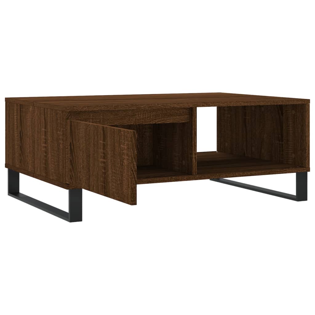 Mesa De Centro Madera De Ingeniería Roble Marrón 90X60X35 Cm