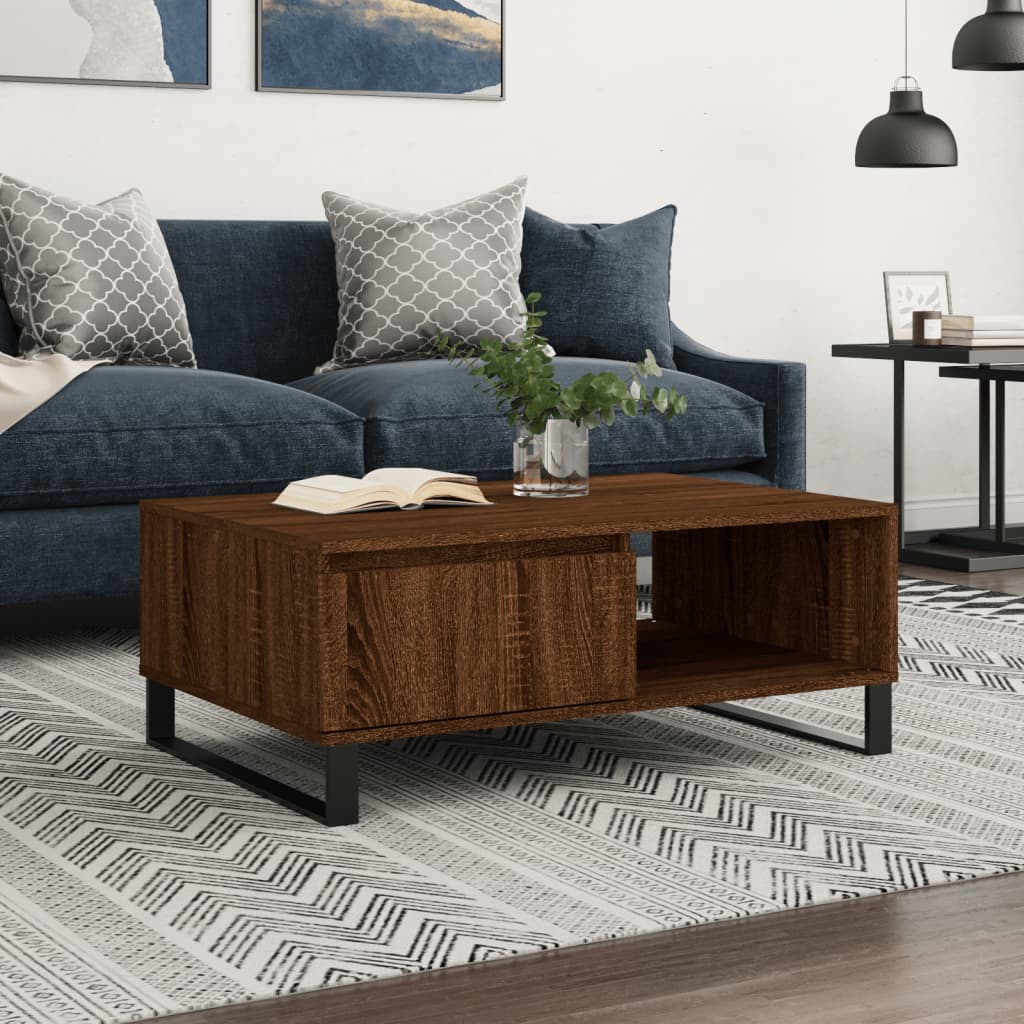 Mesa De Centro Madera De Ingeniería 90X60X35 Cm