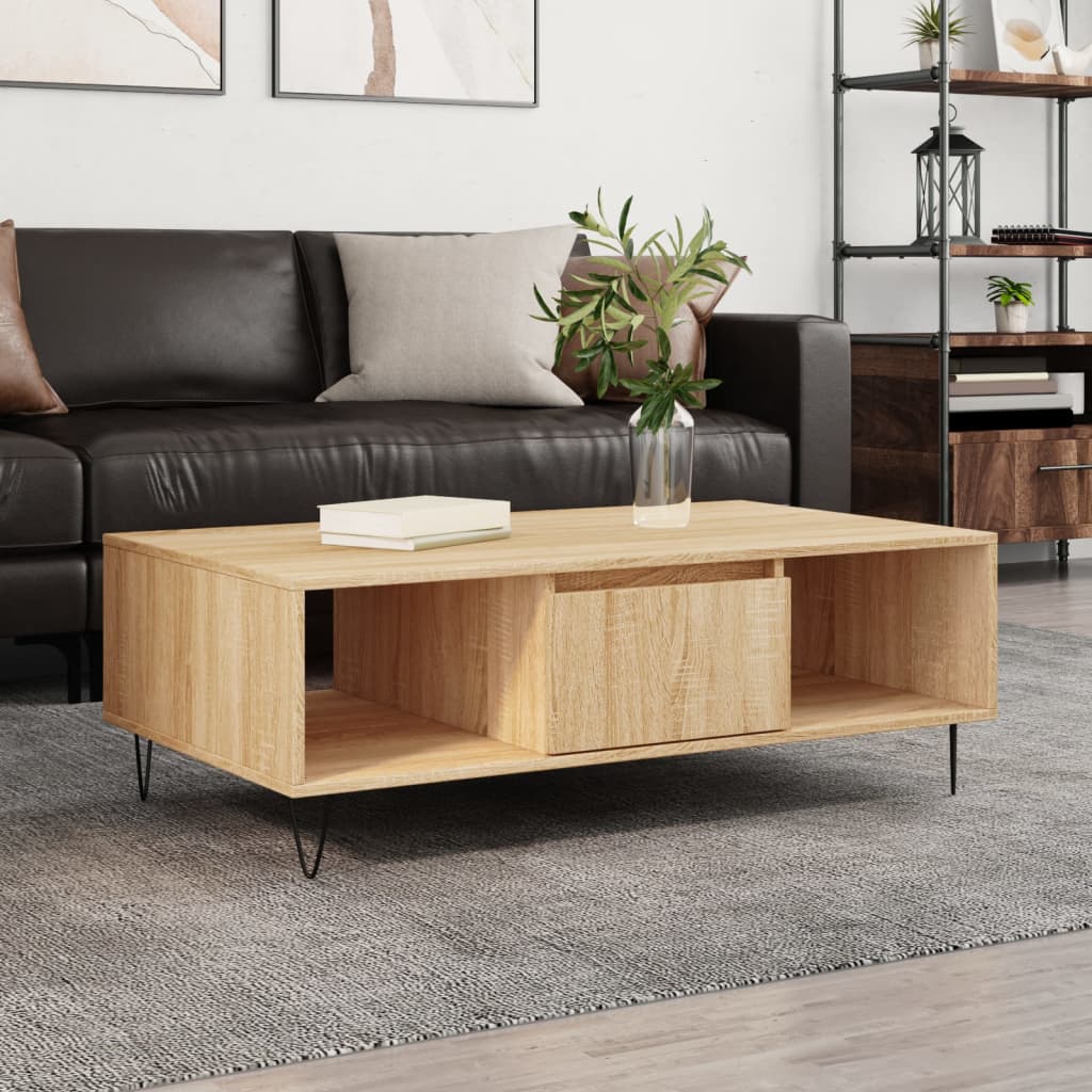 Mesa De Centro Madera De Ingeniería 104X60X35 Cm