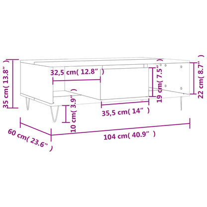 Mesa De Centro Madera De Ingeniería 104X60X35 Cm