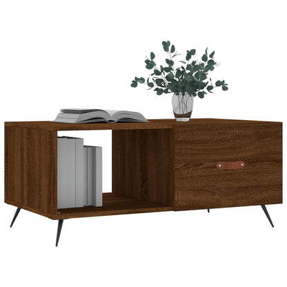 Mesa De Centro Madera Contrachapada Roble Marrón 90X50X40 Cm