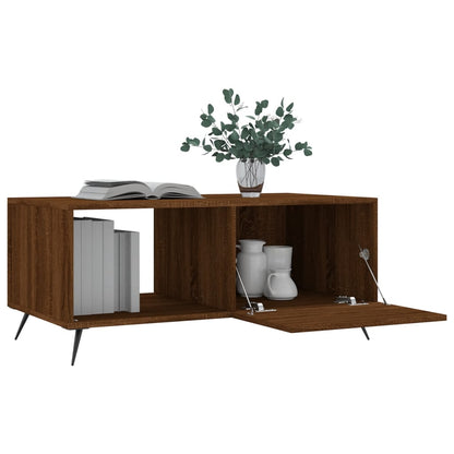 Mesa De Centro Madera Contrachapada Roble Marrón 90X50X40 Cm