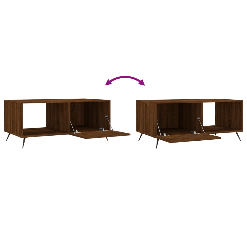 Mesa De Centro Madera Contrachapada Roble Marrón 90X50X40 Cm