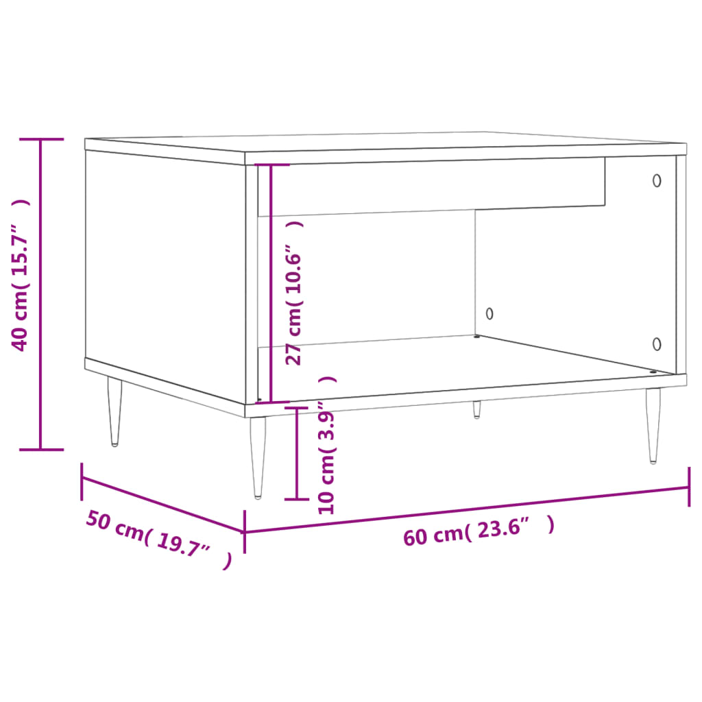 Mesa De Centro Madera De Ingeniería 60X50X40 Cm