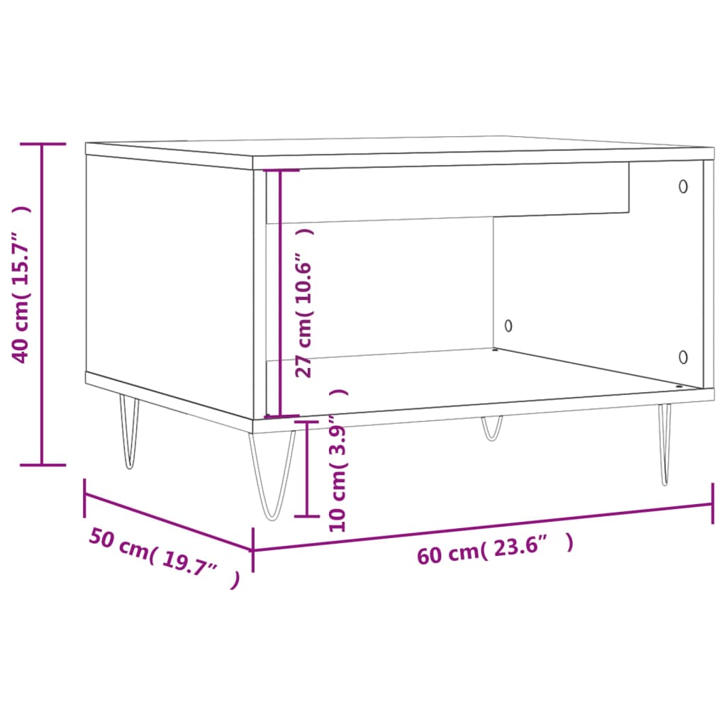 Mesa De Centro Madera De Ingeniería 60X50X40 Cm