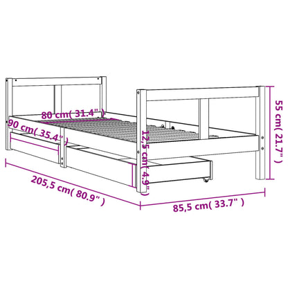 Estructura Cama Niños Con Cajones Madera Pino