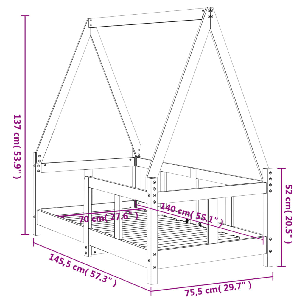Estructura De Cama Para Niños Madera Maciza De Pino