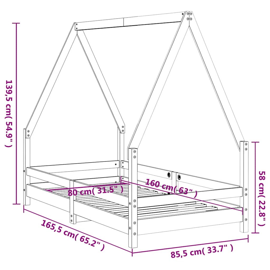 Estructura De Cama Para Niños Madera De Pino