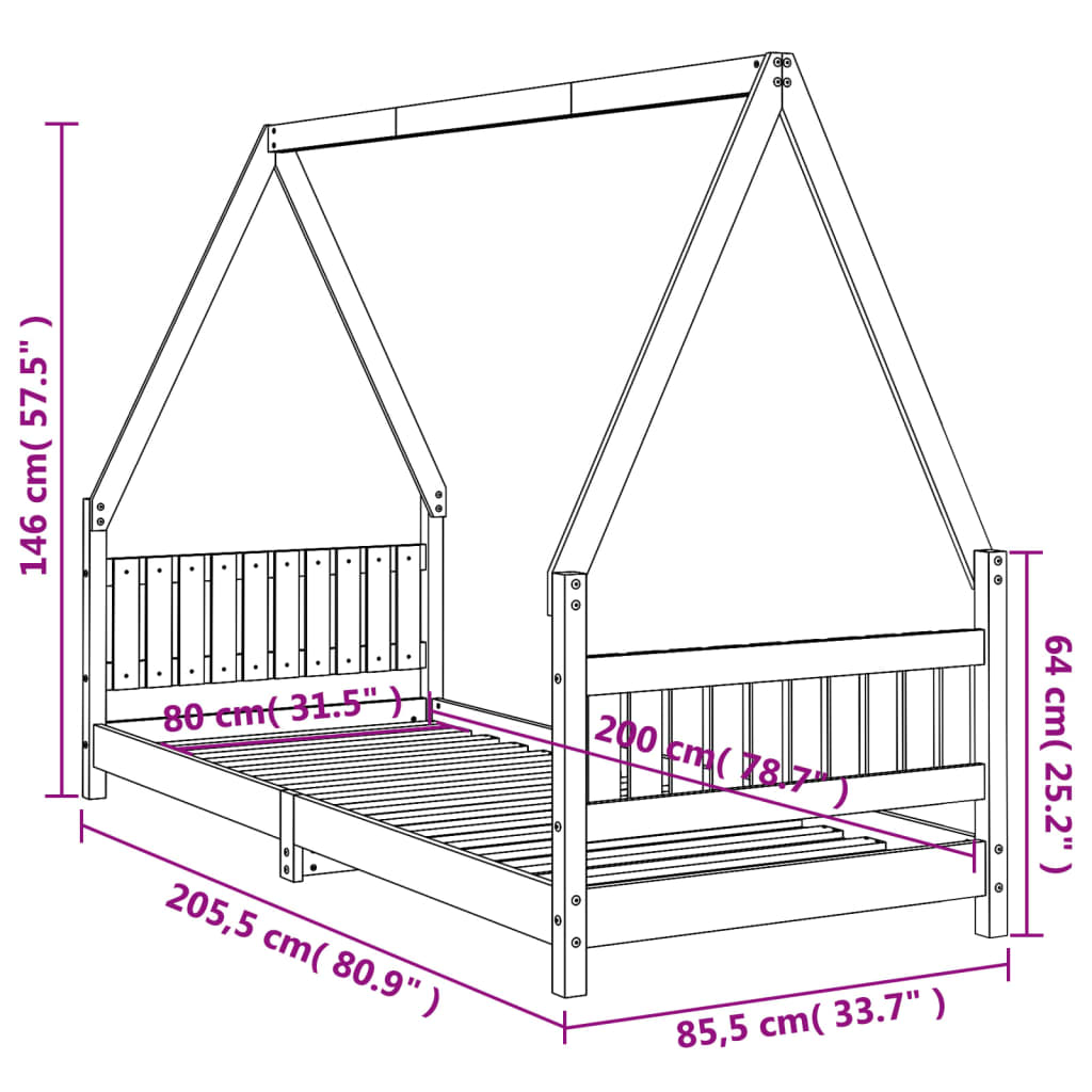 Estructura De Cama Para Niños Madera Maciza De Pino