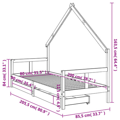 Estructura Cama Niños Con Cajones Madera Pino