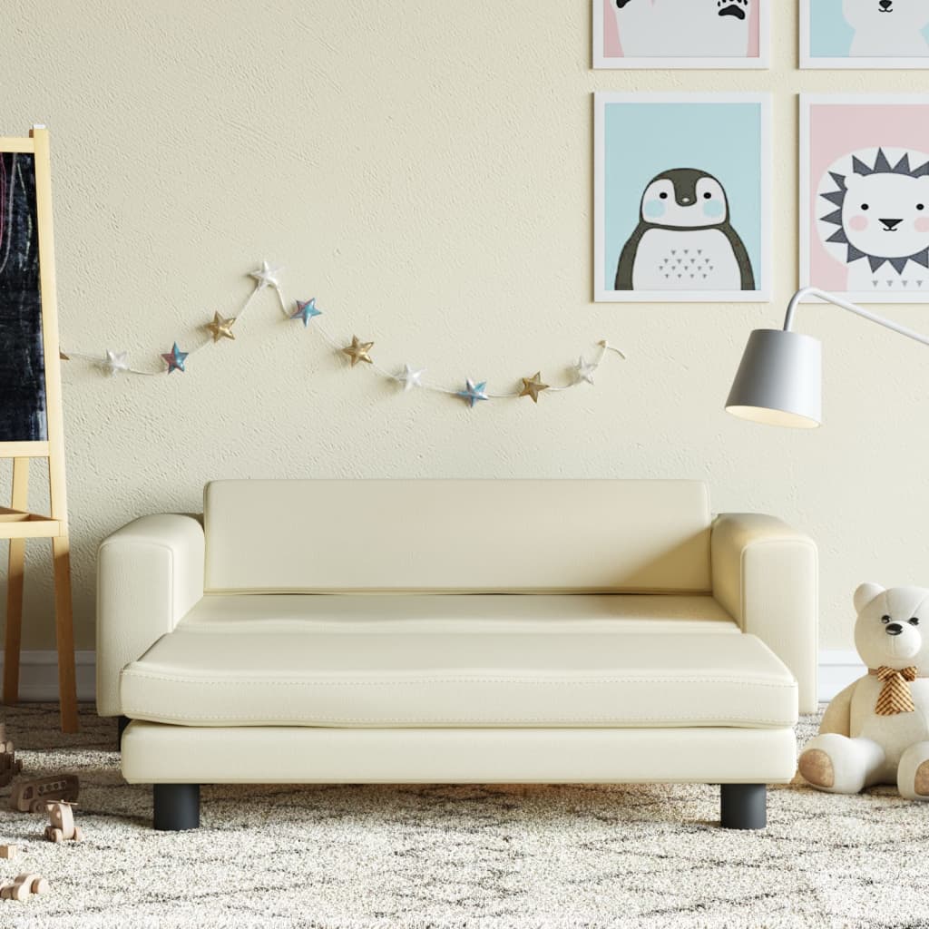Sofá Para Niños Con Reposapiés Cuero Sintético 100X50X30Cm