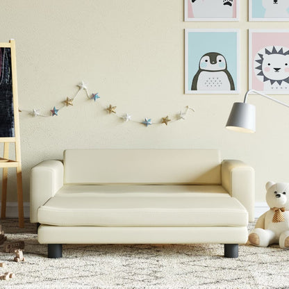 Sofá Para Niños Con Reposapiés Cuero Sintético 100X50X30Cm