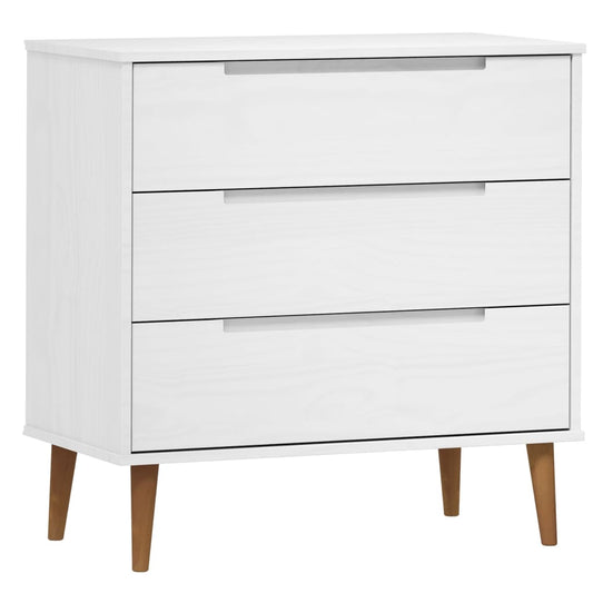 Mesita De Noche Molde Madera Maciza De Pino Blanca 80X40X80 Cm