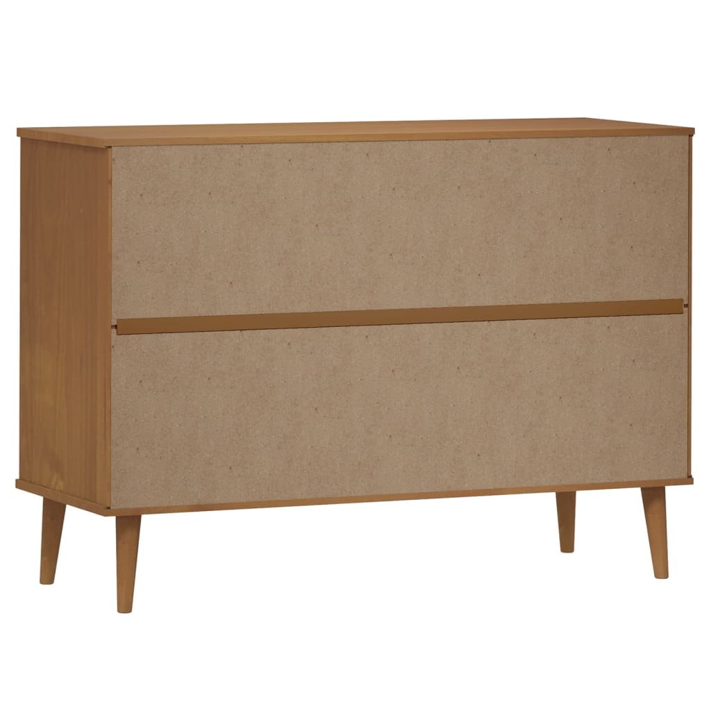 Mesita De Noche Molde Madera Maciza De Pino Marrón 113X40X80 Cm
