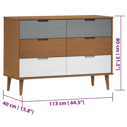 Mesita De Noche Molde Madera Maciza De Pino Marrón 113X40X80 Cm