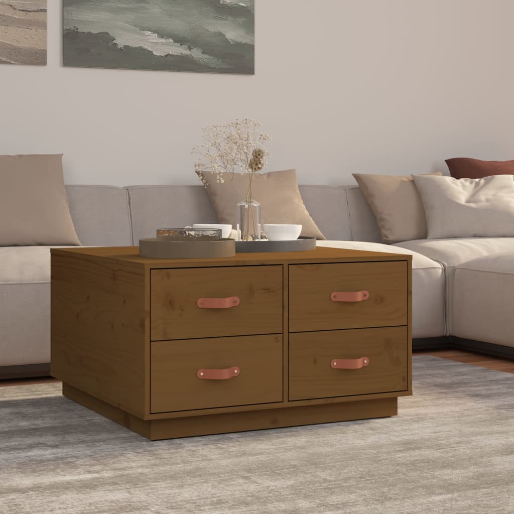 Mesa De Centro De Madera Maciza De Pino 80X80X45 Cm