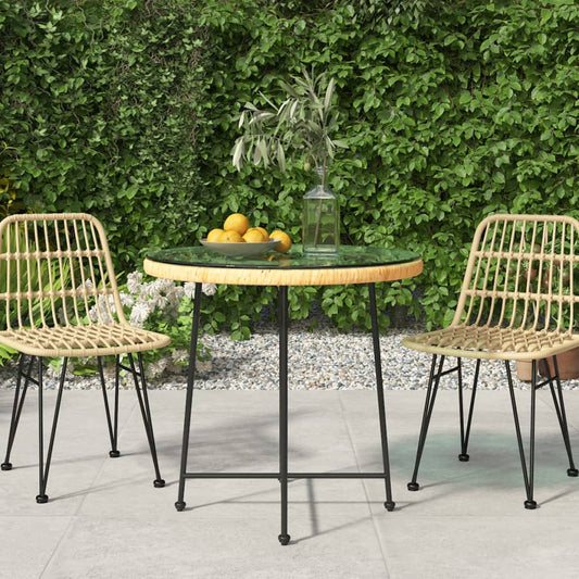 Mesa De Comedor De Vidrio Templado Y Acero Ø80 Cm