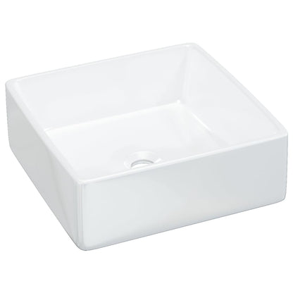 Lavabo Cuadrado De Cerámica Blanco 37X37X13 Cm