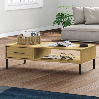 Mesa De Centro Con Patas De Metal Oslo Madera Maciza Pino