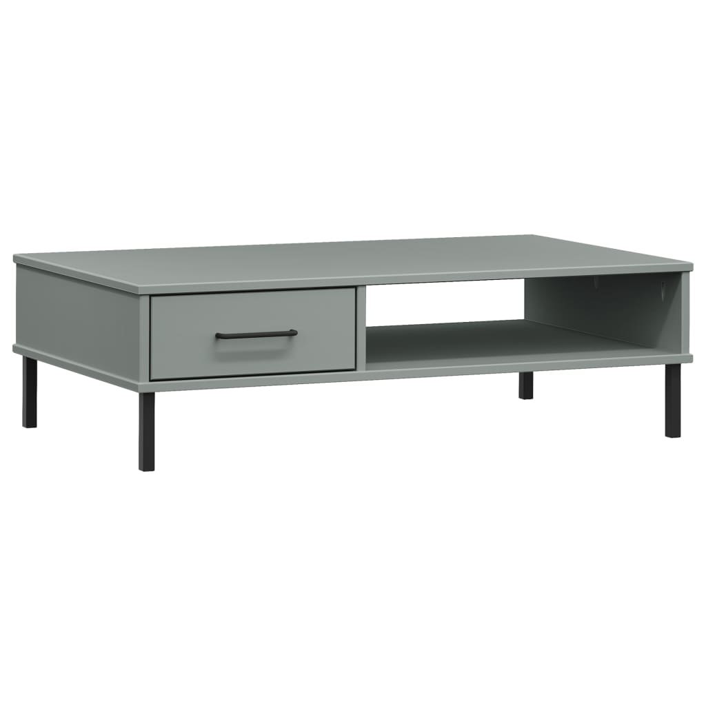 Mesa De Centro Con Patas De Metal Oslo Madera Maciza Pino
