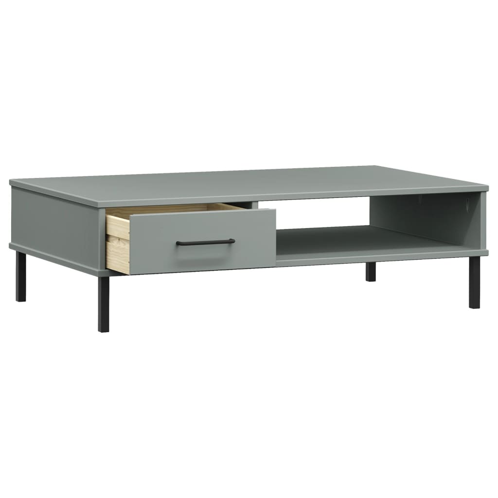 Mesa De Centro Con Patas De Metal Oslo Madera Maciza Pino
