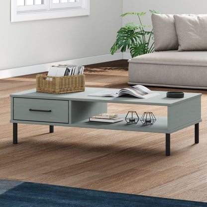 Mesa De Centro Con Patas De Metal Oslo Madera Maciza Pino