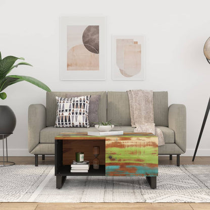 Mesa De Centro Madera Reciclada Y Contrachapada 80X50X40 Cm
