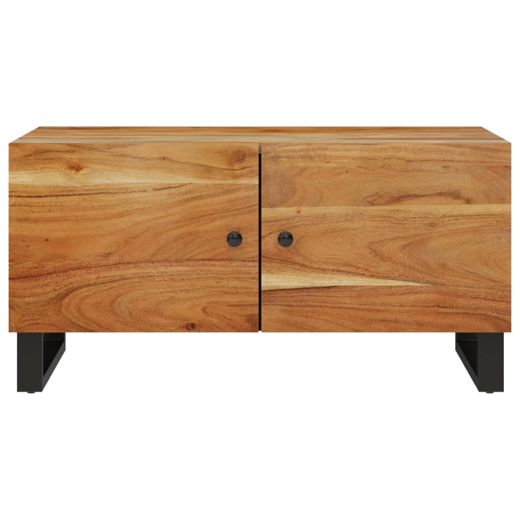 Mesa De Centro Madera Maciza Acacia Y Contrachapada 80X50X40 Cm