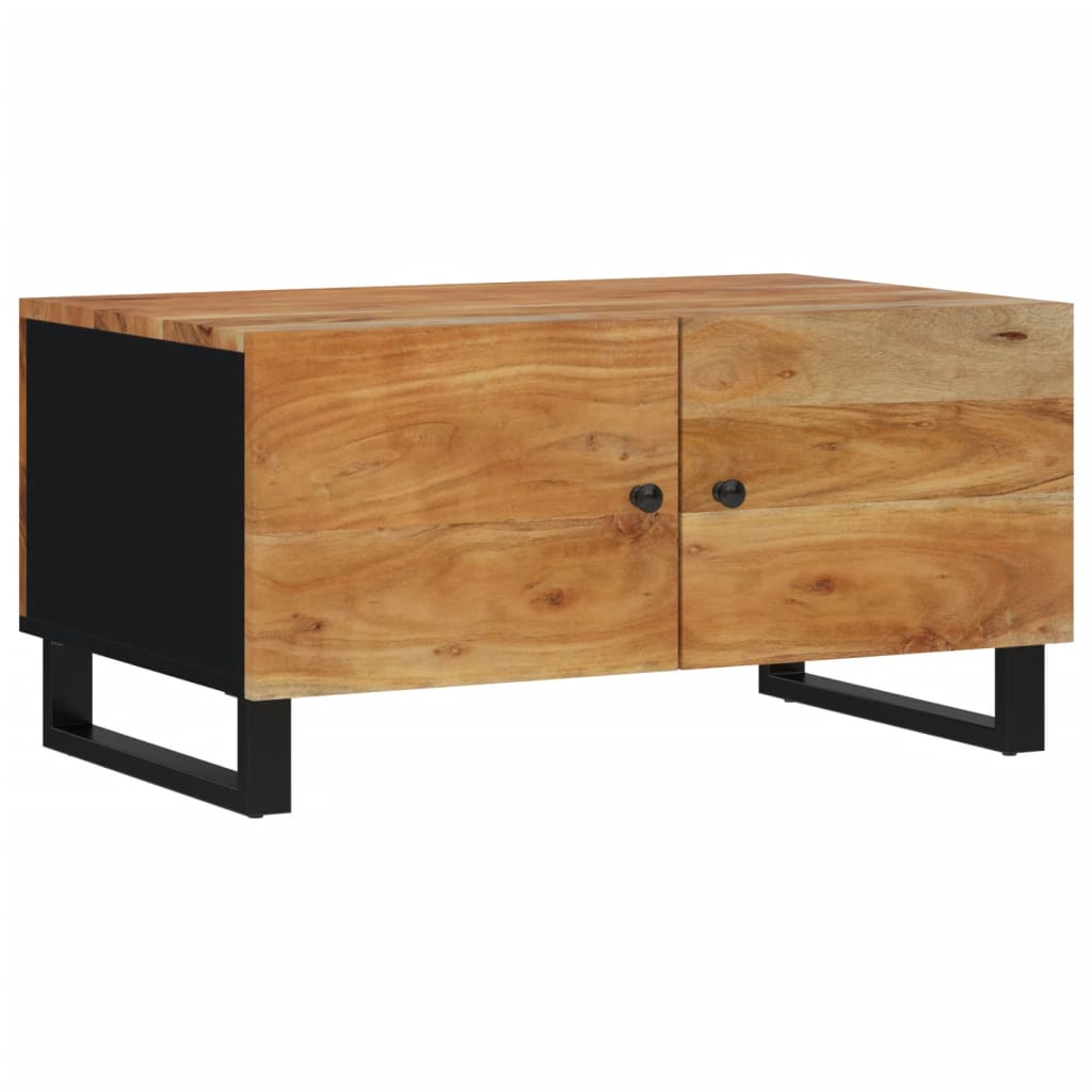 Mesa De Centro Madera Maciza Acacia Y Contrachapada 80X50X40 Cm