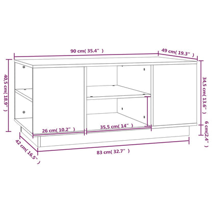 Mesa De Centro Madera Maciza De Pino 90X49X40,5 Cm