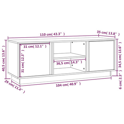 Mueble De Tv Madera Maciza De Pino 110X35X40,5 Cm