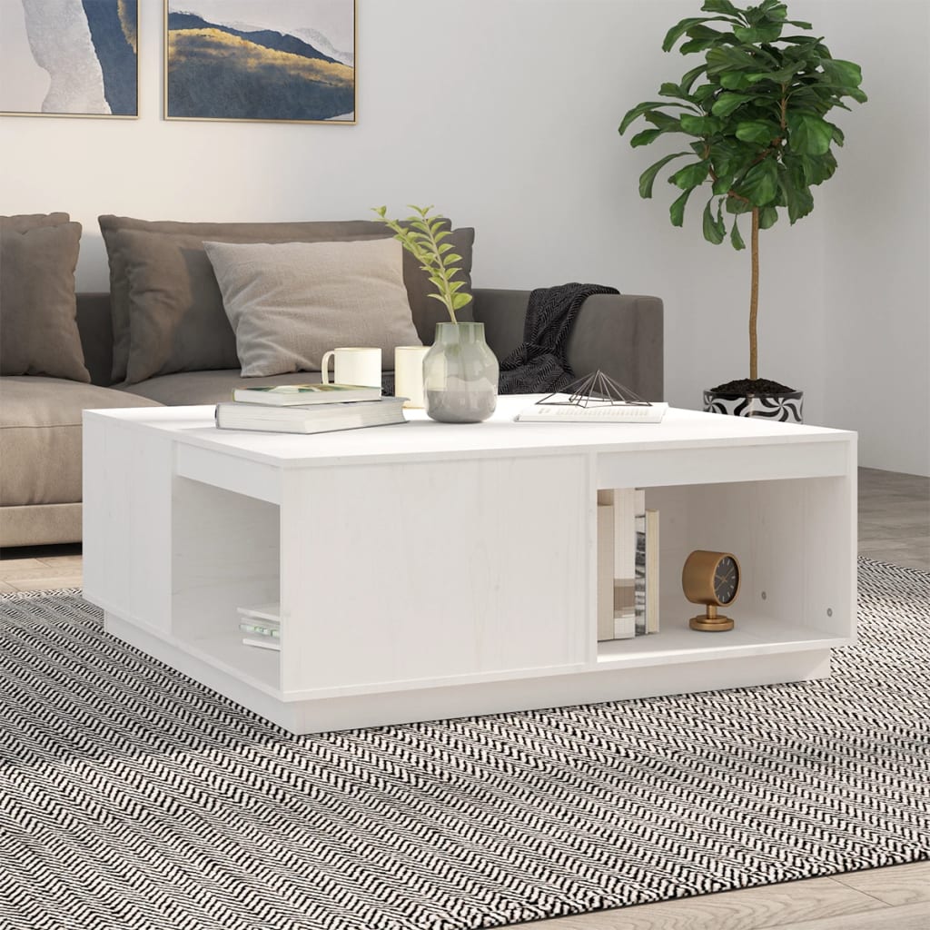 Mesa De Centro De Madera Maciza De Pino 80X81X36,5 Cm