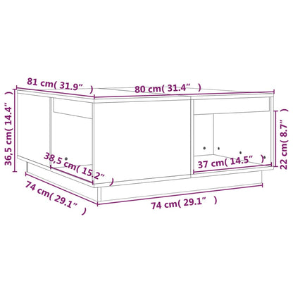 Mesa De Centro De Madera Maciza De Pino 80X81X36,5 Cm