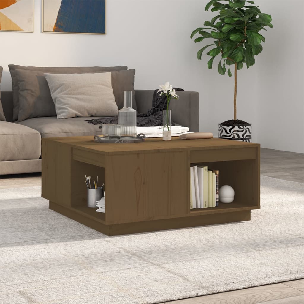 Mesa De Centro De Madera Maciza De Pino 80X81X36,5 Cm