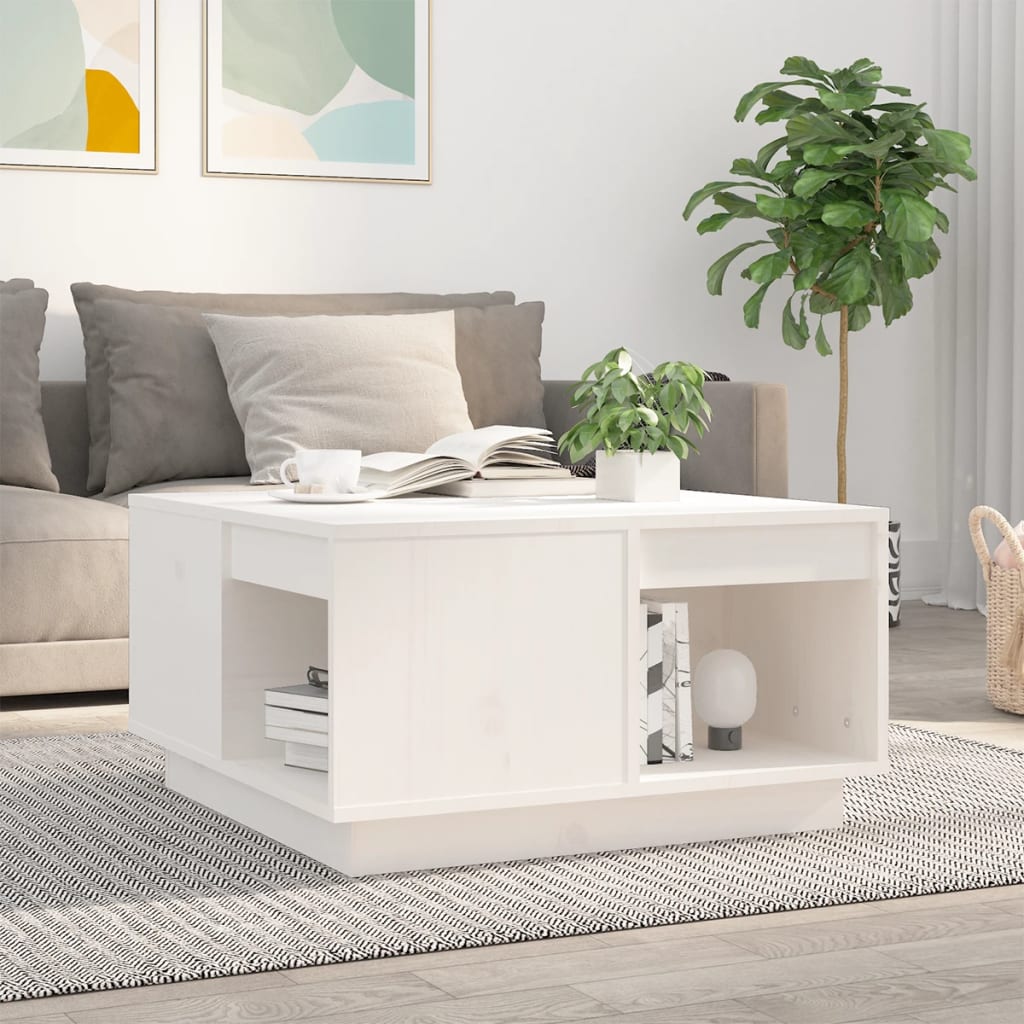 Mesa De Centro De Madera Maciza De Pino 80X81X36,5 Cm