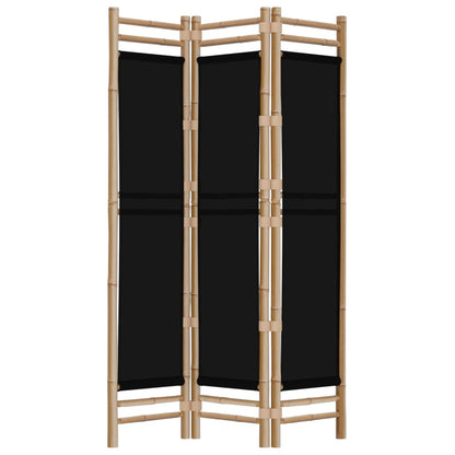 Biombo Plegable De 3 Paneles Bambú Y Lona 120 Cm