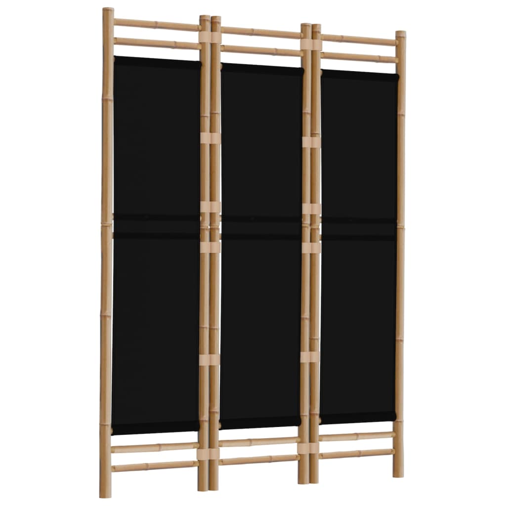 Biombo Plegable De 3 Paneles Bambú Y Lona 120 Cm