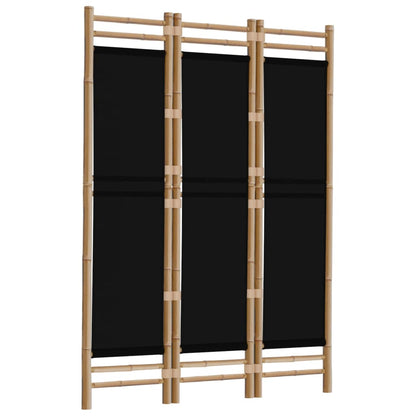 Biombo Plegable De 3 Paneles Bambú Y Lona 120 Cm