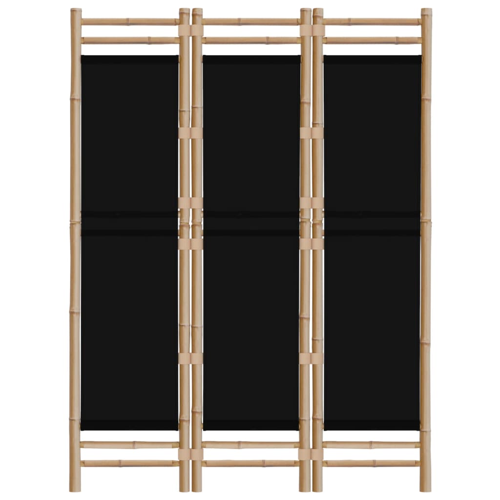Biombo Plegable De 3 Paneles Bambú Y Lona 120 Cm