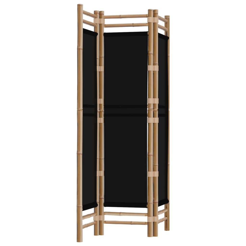 Biombo Plegable De 3 Paneles Bambú Y Lona 120 Cm