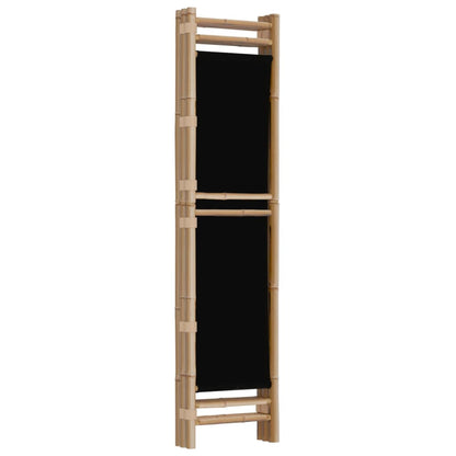 Biombo Plegable De 3 Paneles Bambú Y Lona 120 Cm