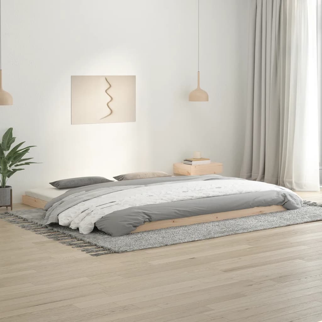 Estructura De Cama Sin Colchón Madera Maciza Marrón
