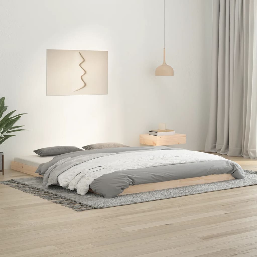 Estructura De Cama Sin Colchón Madera Maciza Marrón