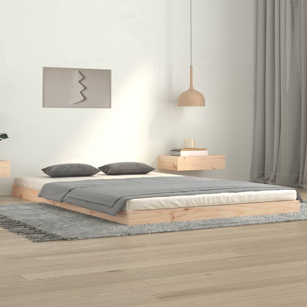 Estructura De Cama Sin Colchón Madera Maciza Marrón