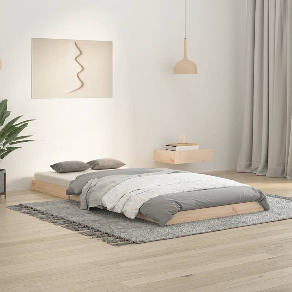 Estructura De Cama Sin Colchón Madera Maciza Marrón
