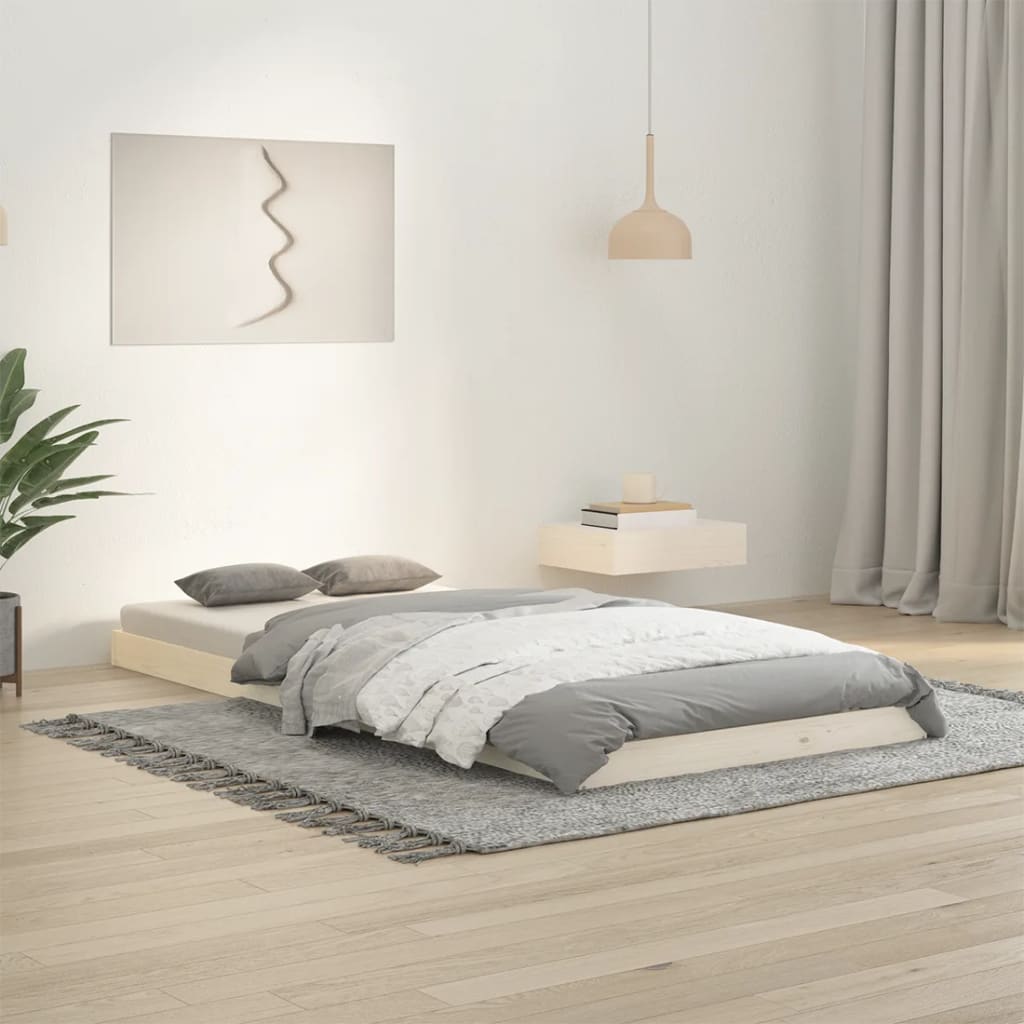 Estructura De Cama Sin Colchón Madera Maciza Marrón